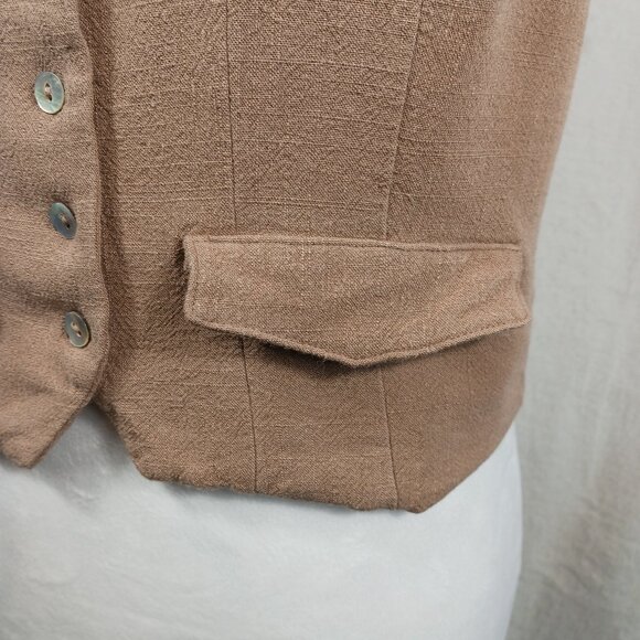 Kori, Women's Linen Blend Vest Button Down Front, Size Large, runs small Boho - Picture 4 of 15